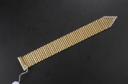 null Bracelet ceinture en or à mailles plates et diamants taille brillant - poids:...