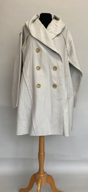 null ISSEY MIYAKE Made in Japan Manteau en lainage mastic et vert acidulé - taille...