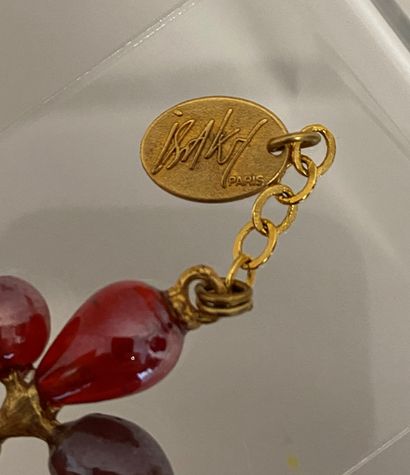 null ISAKY Bracelet feuille de guy en métal doré et perles de verre rouge et améthyste...