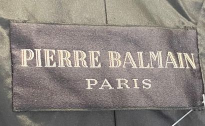 null PIERRE BALMAIN Haute Couture Paris Tailleur en satin à ramages violet et noir...