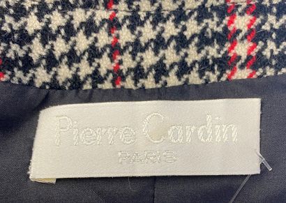 null PIERRE CARDIN Paris Veste à encolure ronde en lainage pied de poule noir et...