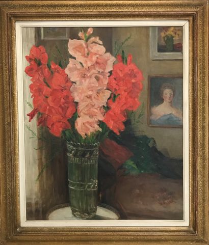 null Bouquet of gladioli oil on canvas 

61x50cm