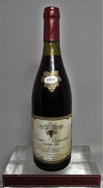 null 1 bouteille VOSNE ROMANEE 1er cru "Les Beaumonts" - Lucien Jayer 1988

Etiquette...