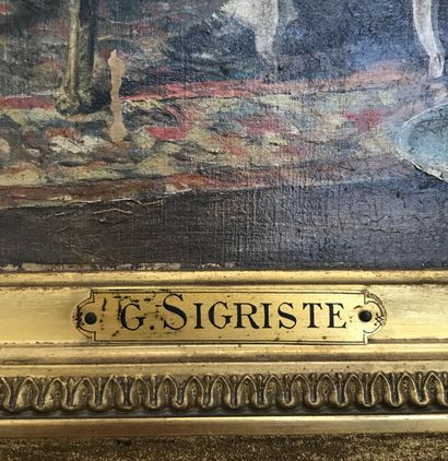 null GUIDO SIGRISTE (1864-1915) Le salon d'amateurs huile sur toile signée en bas...