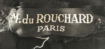 null M.DU ROUCHARD Paris Haute Couture Robe longue en crêpe noir à jupe plissée et...