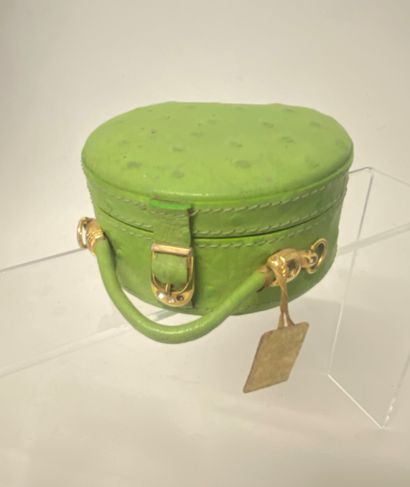 null MALECI Made in Italy Boite à bijoux boite à chapeau miniature en autruche verte...