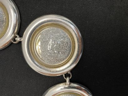 null AGNES CITRO Collier en métal argenté à 5 motifs cabochons à inclusion de paillettes...
