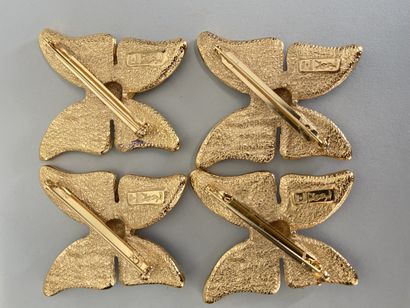 null YVES SAINT LAURENT by ROBERT GOOSSENS Made in France - Set of 4 Butterfly Brooches...