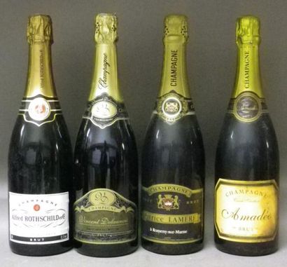 null 4 BOUTEILLES CHAMPAGNES: DELAUNOIS, A. ROTHSCHILD, LAMERE, AMADEO N/M 