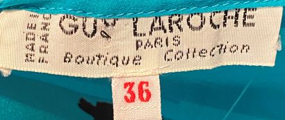 null GUY LAROCHE Boutique Collection Robe longue en mousseline turquoise imprimée...