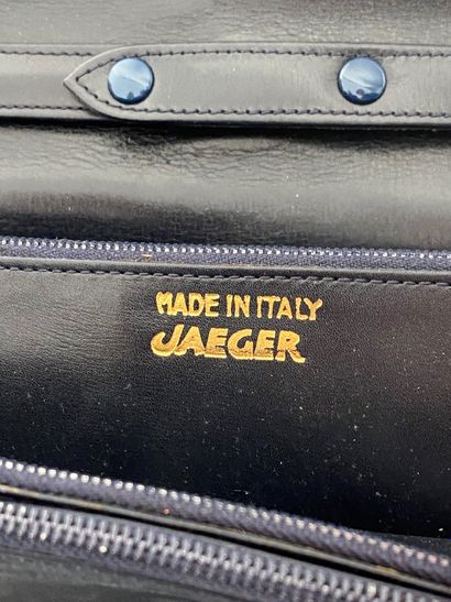 null JAEGER Made in Italy Sac pochette à bandoulière amovible en box marine fermoir...
