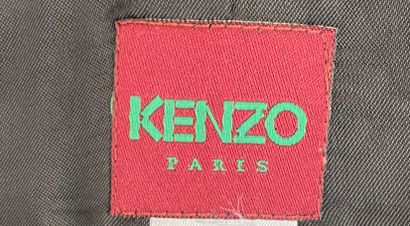 null KENZO Paris Tailleur en lainage gris acier à poches plaquées brodées de fleurs-...