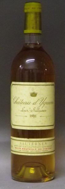 null 1 BOUTEILLE YQUEM ETIQUETTE LEGEREMENT TACHEE. Label lightly stained. 1981