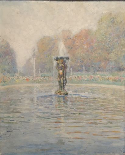 null LOUIS DENIS VALVERANE (1870-1943) Le bassin du Luxembourg huile sur panneau...