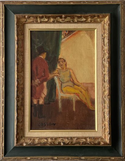 null MARCEL COSSON (1878-1956) L 'écuyère et le dompteur huile sur toile signée en...