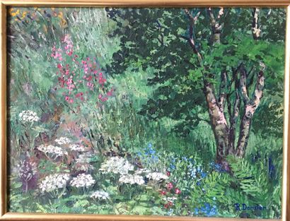 null ROBERT DANSLER (1900-1972) Jardins fleuris. Deux huiles sur toile signées en...