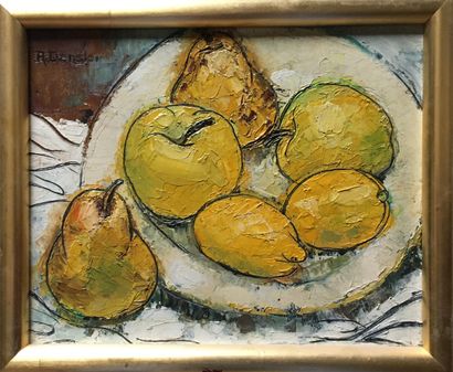 null ROBERT DANSLER (1900-1972) Nature morte aux fruits, huile sur panneau signée...