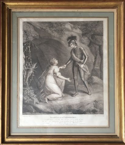 null Pair of engravings Theodore and Mathilda, Isabella and Theodore framed under...