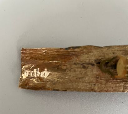 null CHRISTIANE BILLET Monoclip reed leaf in patinated bronze - signed Ht 12cm
