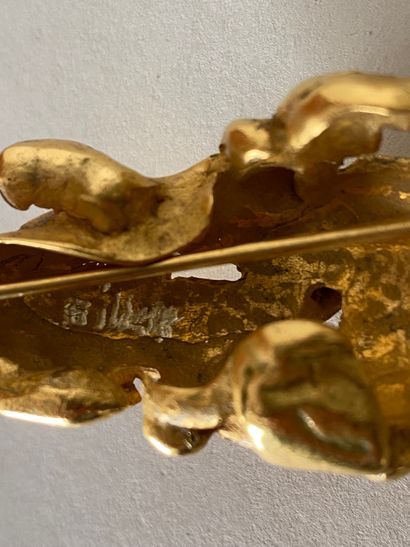 null CHRISTIANE BILLET Collier torque bélier en bronze doré - signé Longueur du motif...
