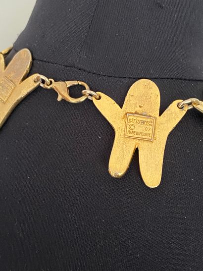 null BILLY BOY Made in France Circa 1987 Necklace in gilded metal with fantastic...