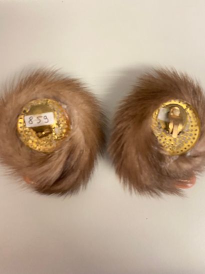 null THIERRY MUGLER Hollywood Collection Pair of ear clips with mink tails and golden...