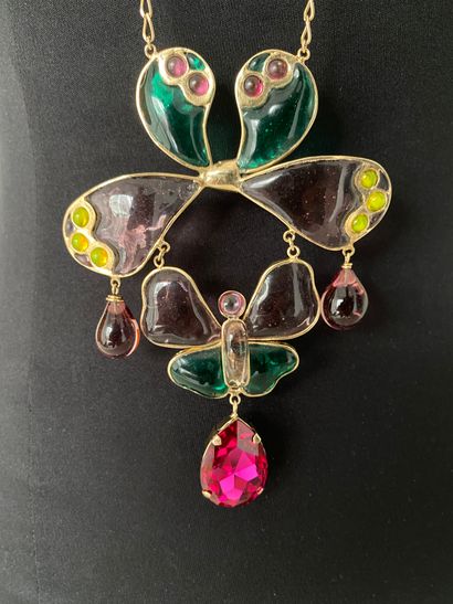 null NINA RICCI Paris by GRIPOIX Long Art Nouveau inspired butterfly necklace in...