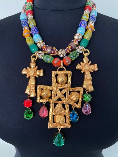 null CHRISTIAN LACROIX Made in France Necklace with double strings of polychrome...