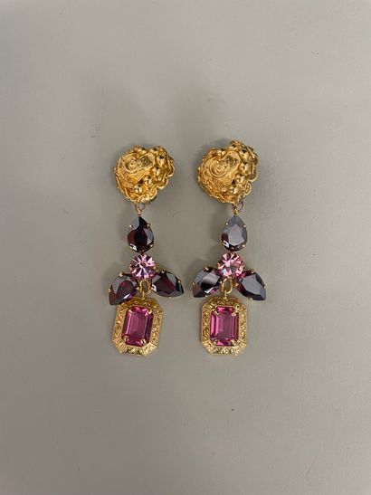 null CHRISTIAN LACROIX Made In France Haute Couture Pair of heart-shaped ear clips...