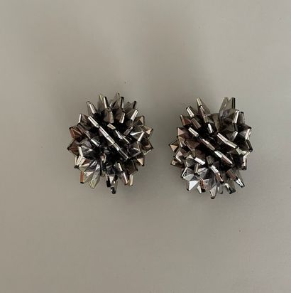 null ALEXIS LAHELLEC Paris Pair of silver resin nugget ear clips - signed Ht 5,5...
