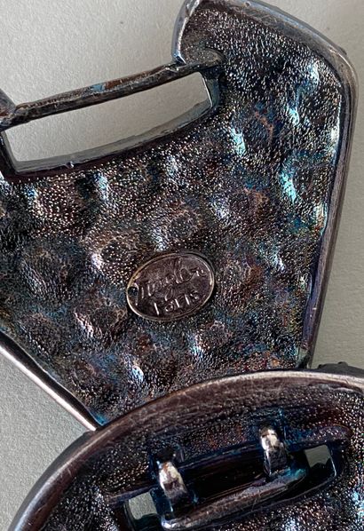 null 
THIERRY MUGLER Snake belt in gunmetal with iridescent rhinestones circa 2000...