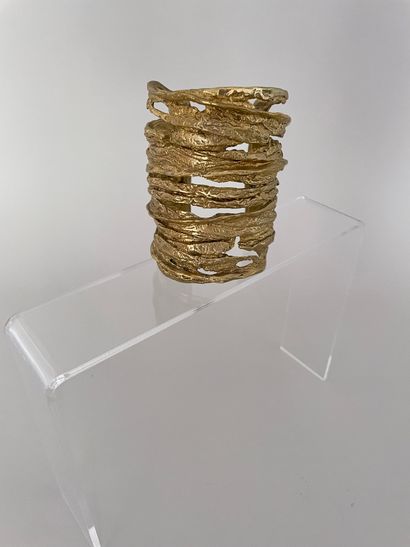null RICK OWENS by CHRISTIANE BILLET Large openwork patinated bronze cuff signed...