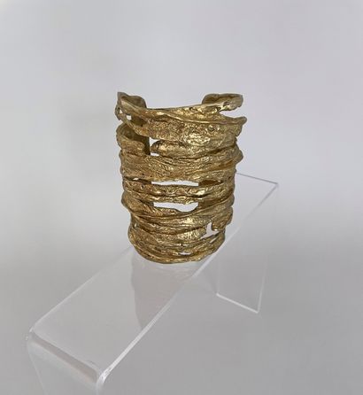 null RICK OWENS by CHRISTIANE BILLET Large openwork bronze ribbon cuff - signed and...