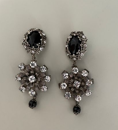 null CHRISTIAN DIOR Boutique BY GIAN FRANCO FERRE Pair of ear clips in silver patina...