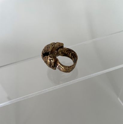 null CHRISTIANE BILLET Volcano ring in patinated bronze - signed TDD 53
