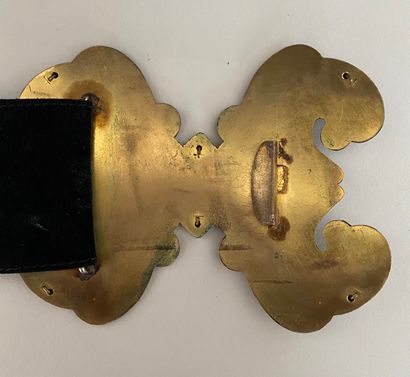  YVES SAINT LAURENT by DENEZ Belt butterfly buckle Art Nouveau style in patinated...