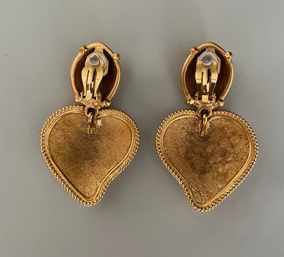  YVES SAINT LAURENT Made in France by ROBERT GOOSSENS Pair of heart-shaped ear clips...