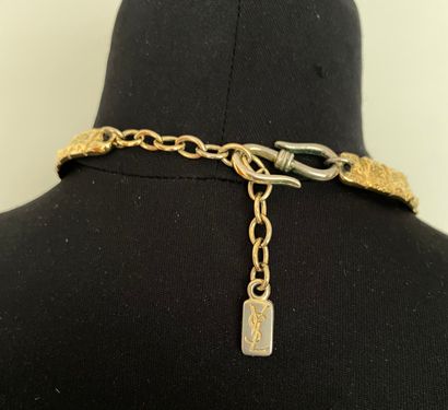 null 
YVES SAINT LAURENT By Robert GOOSSENS Crocodile choker necklace in gold-plated...