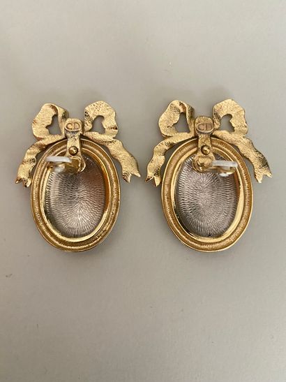 null CHRISTIAN DIOR by GIAN FRANCO FERRE Pair of two-tone metal ribboned medallion...