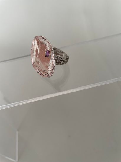 null CHRISTIANE BILLET Bague sceau en argent 925 millièmes ornée d'une tourmaline...