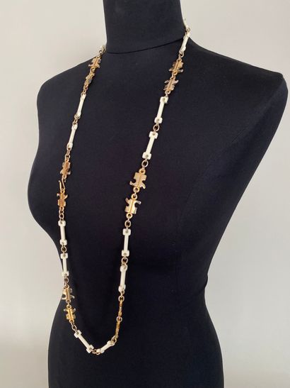 COURREGES Long necklace in gilded metal and...