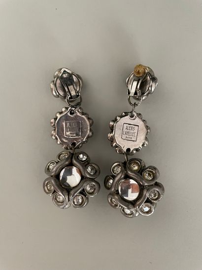 null ALEXIS LAHELLEC Paris Pair of ear clips in silver resin with rhinestones and...