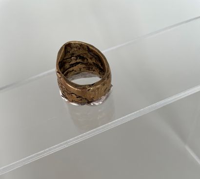 null CHRISTIANE BILLET Ring crumpled in bronze and silver 925 thousandths -signature...