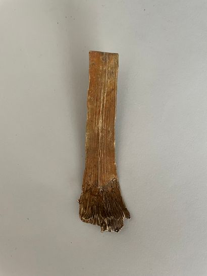 null CHRISTIANE BILLET Monoclip reed leaf in patinated bronze - signed Ht 12cm