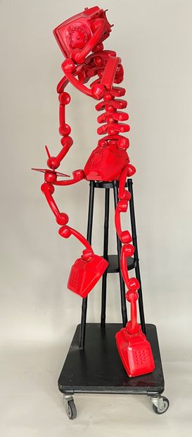 null 20th century school The telephone man sculpture in red plexi and black metal...