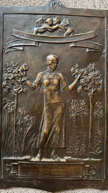 null HAMO THORNYCROFT(1850-1925) 2 plaques de prix d'horticulture en bronze patiné...