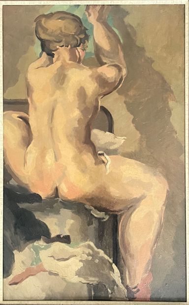 null GERALD REITLINGER (1900-1962) Female nude back view oil on panel unsigned 

70x44cm

Provenance...