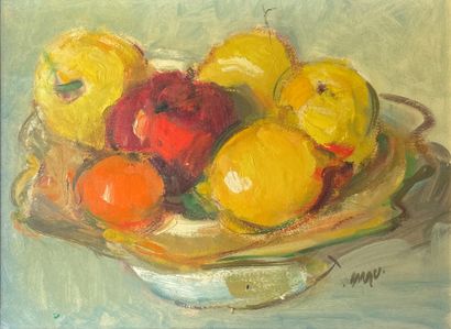 null GORDON BRYCE (born 1943) Still life with fruit oil on isorel signed lower right...