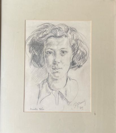 null RICHARD MURRY (1902-1984) Portrait d' Amarita Ullès 1939 dessin au crayon signé...