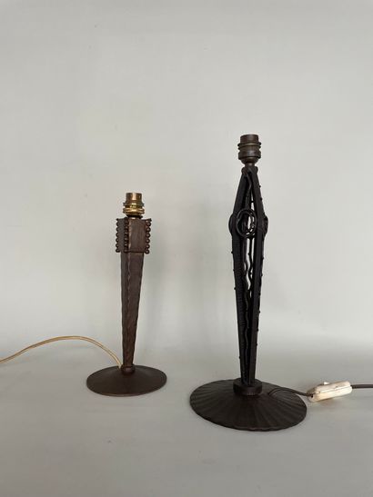 null 2 lamp bases in brown patinated metal and wrought iron circa 1930

Height 323...